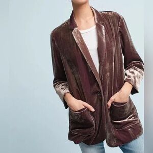 Anthropologie Velvet Blazer in Rich Brown